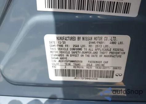 2021 Infiniti Q50 Red Sport 400 из США, поврежденный, VIN JN1FV7DP5MM850509